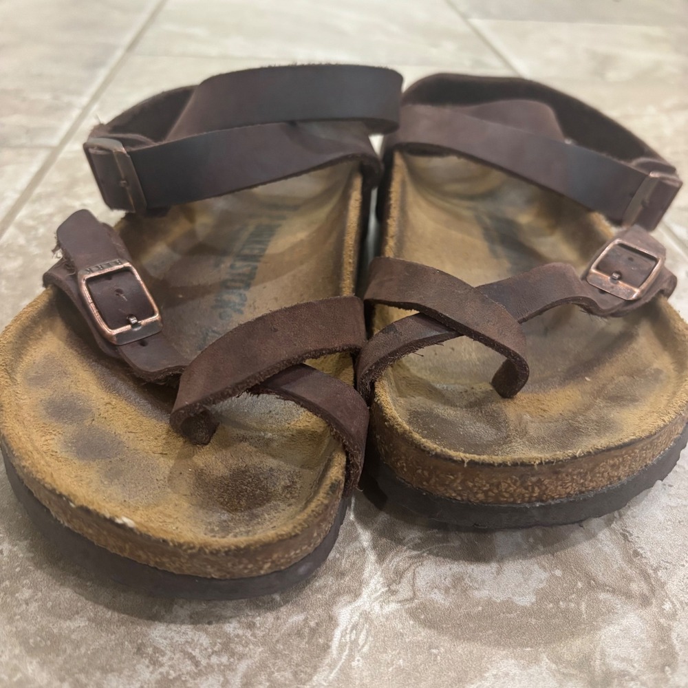 Birkenstock Yara Habana Oiled Leather Ankle Strap Sandals Brown Womens 37 L6 M4 - Picture 11 of 11